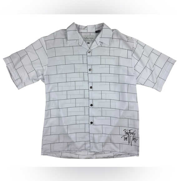 Vintage Pink Floyd Band The Wall White Button Down Shirt By Dragonfly Size XL - Picture 1 of 5